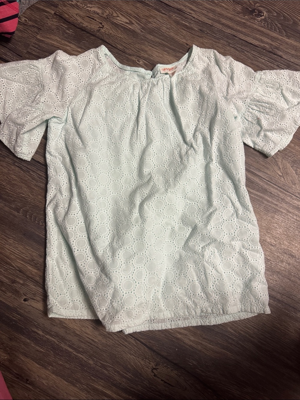 Cat & Jack Mint Eyelet Short Sleeve Top for Kids
